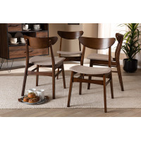 Baxton Studio Parlin-Latte/Walnut-DC Parlin Mid-Century Modern Transitional Light Beige Fabric Upholstered and Walnut Brown Finished Wood 4-Piece Dining Chair Set